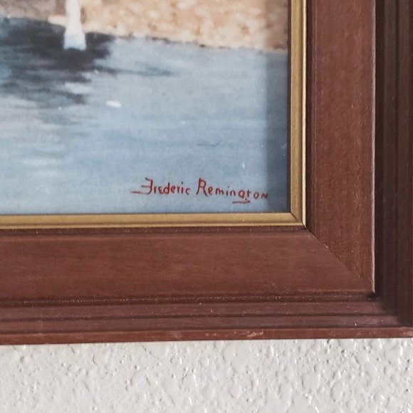 The Emigrants Frederic Remington Porcelain Tile Framed COA - Picture 4 of 8